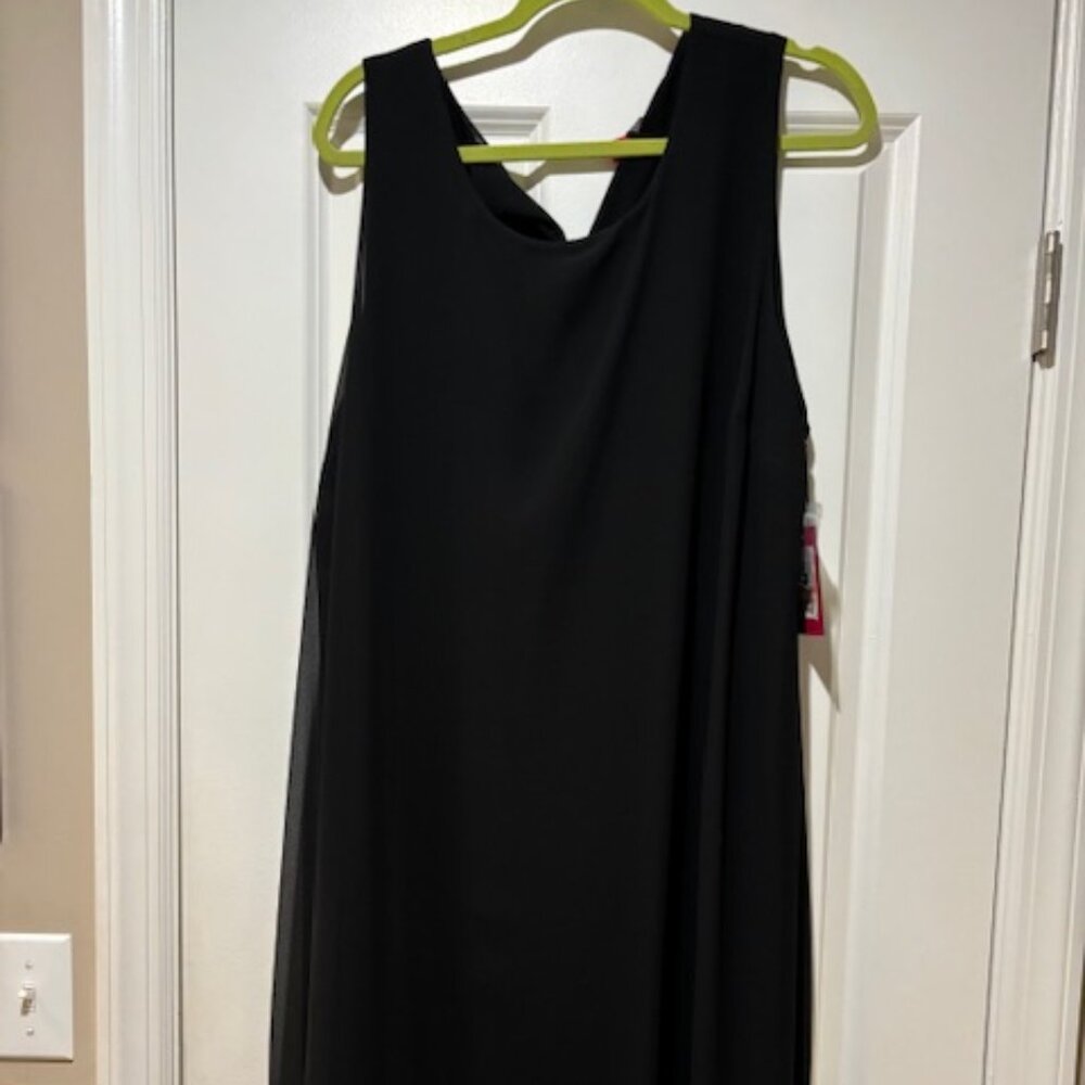 Vince Camuto Sleeveless Dress with Chiffon Overlay - Black